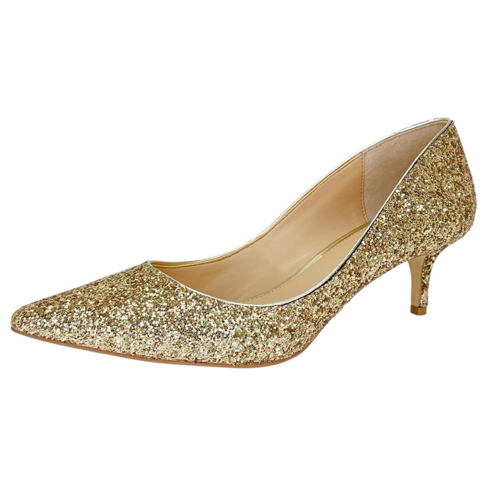 Jewel Badgley Mischka Royalty Gold Chunky Shimmer Womens Heels Size 10M - Picture 2 of 12